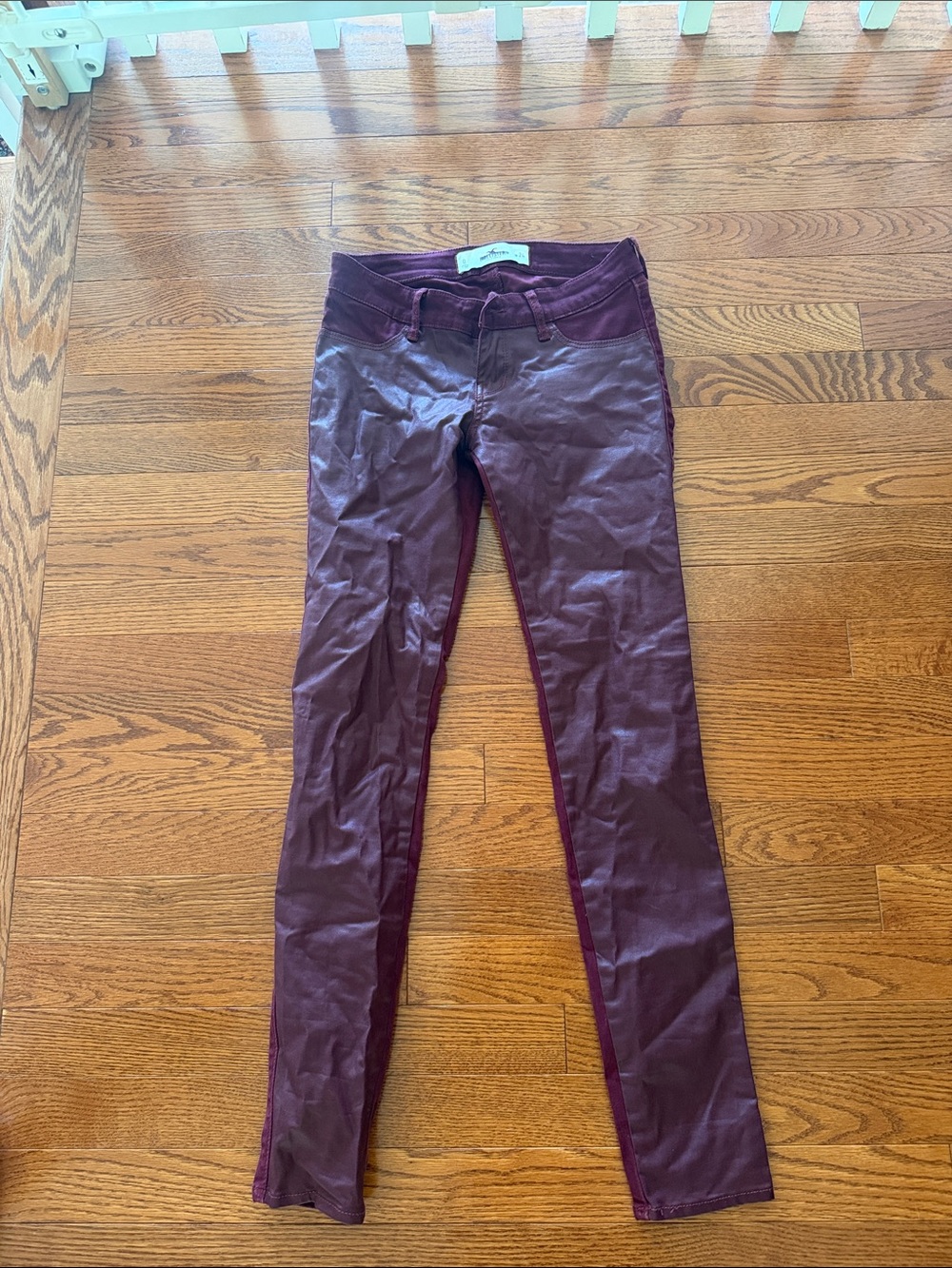 Hollister Women's Coated Skinny Pants in Plum